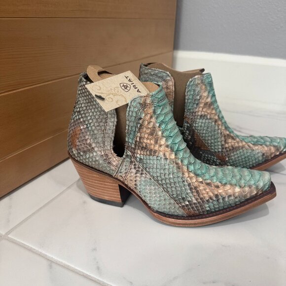 Ariat Women's Dixon Python Western Boots Turquoise Blue Size 16B NWB - Picture 2 of 4
